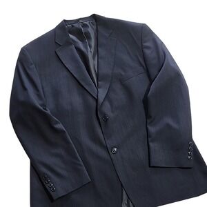 Haggar Mens Navy Blue Pinstripe Two Button Blazer Suit Jacket 48R 1002055